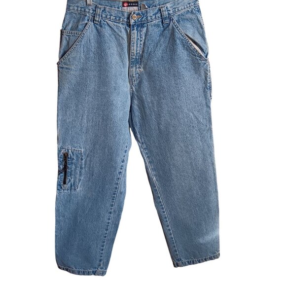 Vintage Utility Carpenter Jeans Mens 34x30 Baggy Y2K Skater Jnco Side Zip 90s - Picture 3 of 6